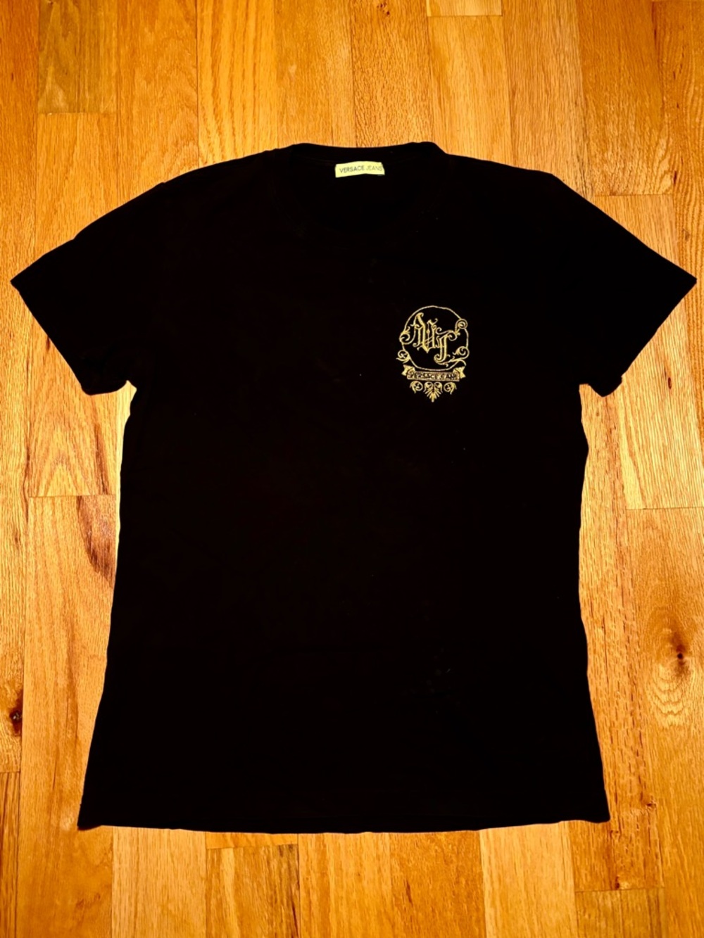 Versace Black Gold Embroidered Tshirt